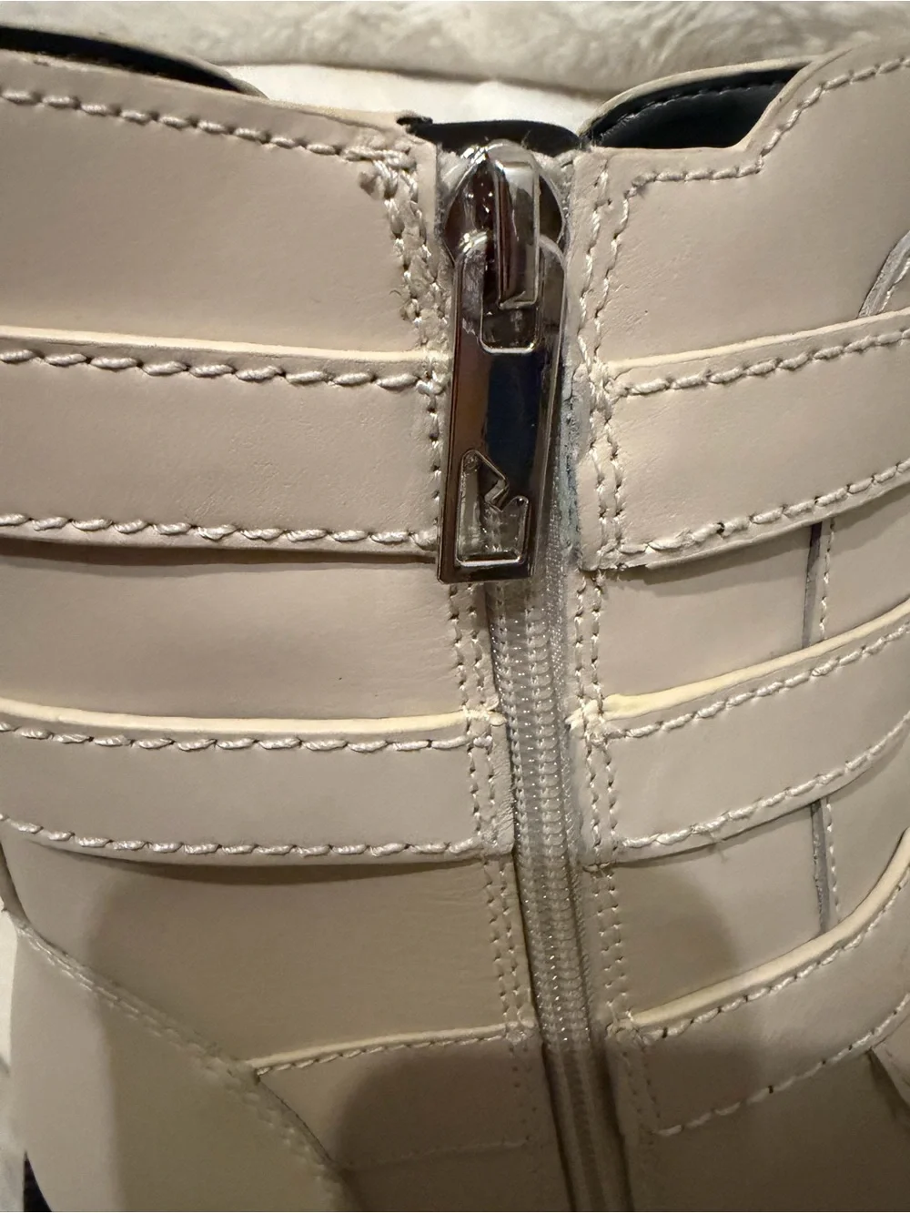 Franco Sarto Ivory Buckle Cutout Ankle Boots